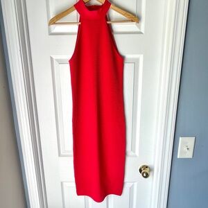 Jay Godfrey Red Ribbed Halter Dress Bodycon